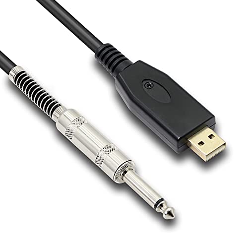 MEIRIYFA USB-Gitarrenkabel, USB auf 6,35 mm, TS männlich, Mono, Konverterkabel, Gitarren-Computer-Anschlusskabel, Adapter für Instrumente, Aufnahmen, Singen – 3 m von MEIRIYFA