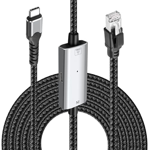MEIRIYFA USB Typ C auf Ethernet Adapter Kabel, Typ-C auf RJ45 Kabel mit USB-C Buchse 100W PD Schnelllade, Gigabit 1000Mbps LAN Netzwerk Internet und Laden 2 in 1 für Laptop, PC, Smartphone (2M) von MEIRIYFA