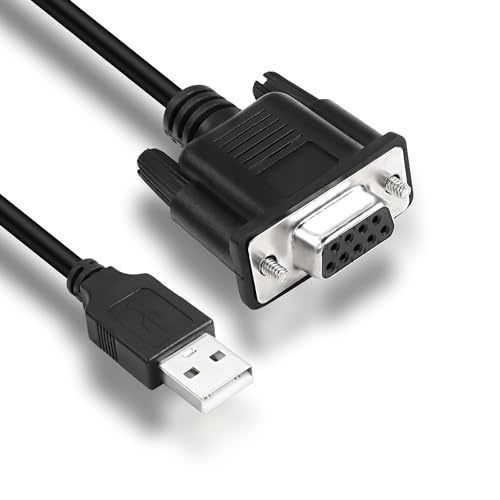 MEIRIYFA USB auf RS-232 DB9 Buchse Serielles Adapterkabel, USB 2.0 Stecker auf RS232 Buchse DB9 (9-polig) Serielles Konverterkabel (1,8 m) von MEIRIYFA