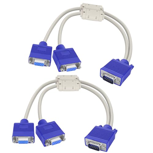 MEIRIYFA VGA Splitter Kabel, 1080P HD VGA 1 Stecker zu Dual 2 Buchse Adapter Konverter Videokabel Dual VGA Monitor Y Kabel für Bildschirm Duplizierung (2PCS, 30cm) von MEIRIYFA