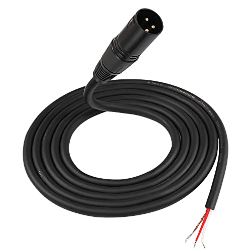 MEIRIYFA XLR Kabel blanker Draht, 3Pin XLR Pigtail Bare Wire Open End Gold überzogene XLR Stecker Lautsprecher Kabel Ersatz Audio Kabel für DJ/PA Verstärker Subwoofer (Stecker, 2M) von MEIRIYFA