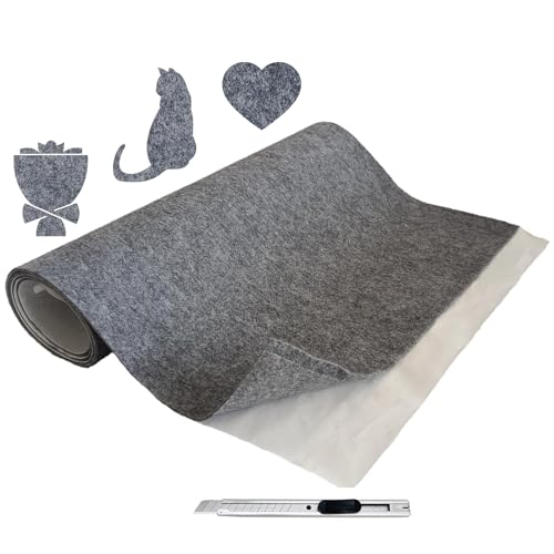 MEIRRAI Filzgleiter Selbstklebend Filz Soft Filzstoff Meterware 40x200cm, Selbstklebender Filz 2 mm Dicke, Zuschneidbar in Jeder Form (Grau) von MEIRRAI