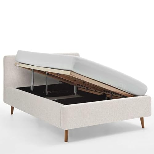 Bett Dalila, 140 x 200 cm, Teddy-Stoff, mit Stauraum – Weiß von MEISE