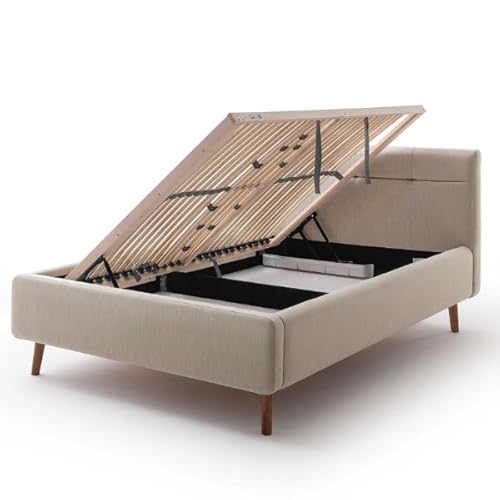 Bett Laika, 140 x 200 cm, mit Stauraum – Beige von MEISE