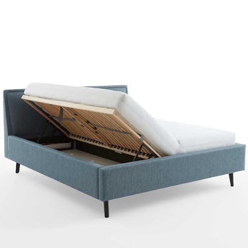 Doppelbett Estée 180 x 200 cm mit Stauraum – Blau/Schwarz von MEISE