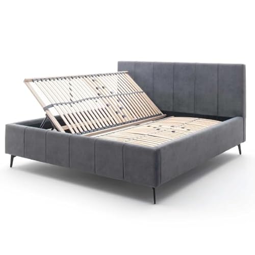 Doppelbett Lizzie, 180 x 200 cm, mit Stauraum – Anthrazit von MEISE
