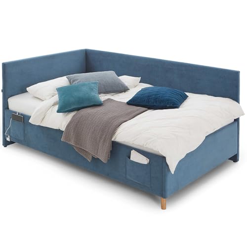 Einzelbett Cool | mit Rückenlehne | 90 x 200 cm | Design Blau von MEISE
