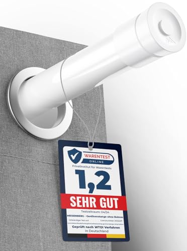 MEISENBERG Gardinenstange zum Klemmen 90-160cm - Duschstange ohne Bohren - Vorhangstange - Weiß - Teleskopstange - 1Stück von MEISENBERG