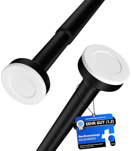 MEISENBERG Vorhangstange ohne Bohren 140-250cm, Schwarz, Ø 25 mm, Gardinenstange zum Klemmen - Spannstange - Klemmstange für Fenster, Dusche und Trennwand - 1Stück von MEISENBERG