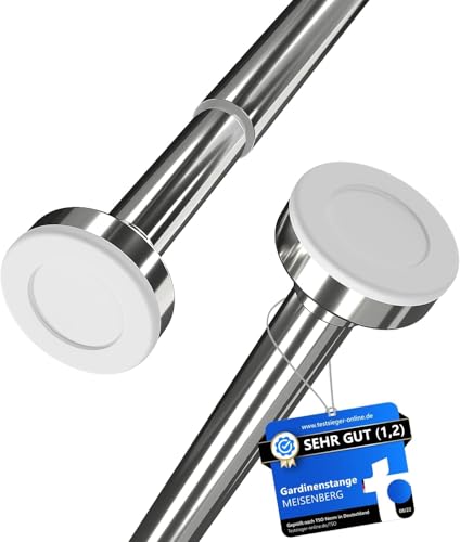 MEISENBERG Vorhangstange ohne Bohren 50-80cm - Gardinenstange zum Klemmen - Silber - Spannstange Ausziehbar - Klemmstange für Gardinen - 1Stück von MEISENBERG