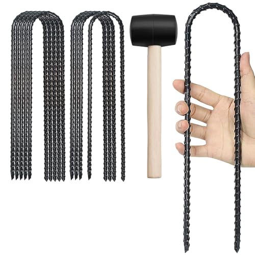 10 Stück Zeltheringe aus Verzinktem Stahl, 30 cm Lang Erdanker Bodenanker,Stabile Erdnägel mit Gewinde, Trampolin Anker Ø5mm mit Hammer,Erdnägel für Zelte,Camping,Trampoline,Markisen(Schwarz) von MEISHANG