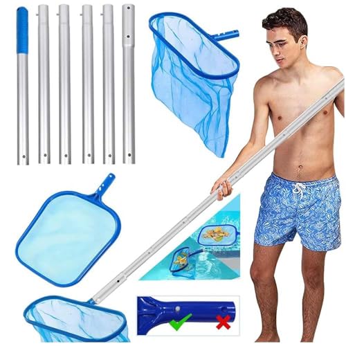 Pool Kescher,Laubkescher Pool,Poolkescher,Teich Kescher mit Teleskopische Pole,Bodenkescher Pool,Pool Kescher Set,Kescher Teich Feinmaschig,Pool Tief Kescher,Poolreinigung für Schwimmbad,Aquarium,Spa von MEISHANG