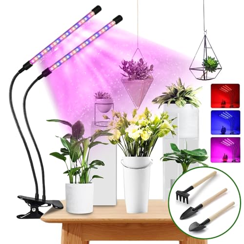 MEISHANG Pflanzenlampe Led Vollspektrum,Pflanzenlicht Zimmerpflanzen,Wachstumslampe für Pflanzen,Grow Lampe mit Zeitschaltuhr 3/9/12 Std,3 Lichter Modi und 10 Dimmstufen,USB Adapter von MEISHANG