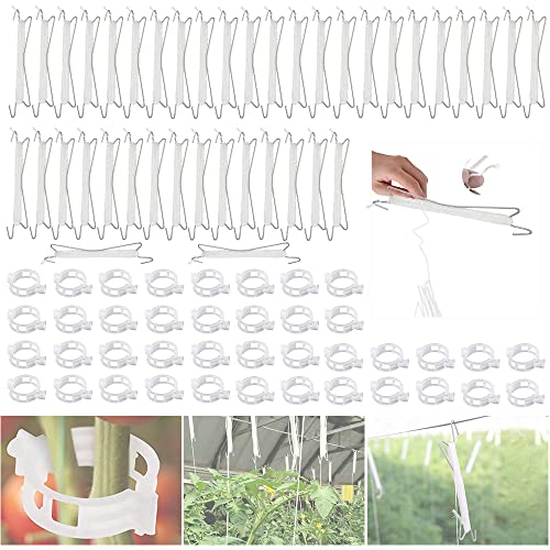 Tomatenhaken,Tomatenhaken mit schnur,40 Stück Tomaten Haken mit 40 Praktischer Pflanzenstützclip,Gemüsehaken Tomatenhaken,Tomatenhaken Metall,Tomatenhaken Set für Hängende Tomaten und Gurken von MEISHANG