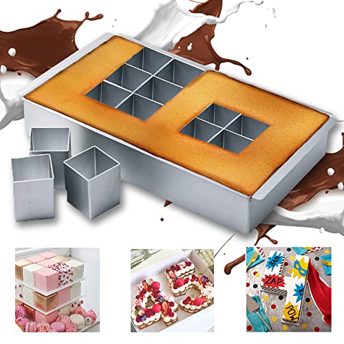 MEISHANG Antihaft Backformen Set,Verstellbar DIY Backen,Aluminium Backformen Rechteckig,Zahlen Backform Kuchenform,Zahlen und Buchstaben Backform,Kuchenform Verstellbar Antihaft von MEISHANG