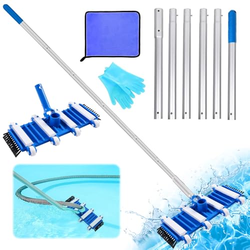 Poolsauger Staubsauger,Pool Staubsauger mit 2.1M Verstellbarem Stab,Pool Reinigung Bodensauger,40CM Saugbürste für Pool,Pool Bodensaugerbürste mit seitlichen Borsten von MEISHANG