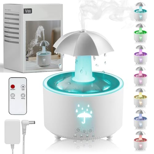 Regenschirm Luftbefeuchter,300mL Rotierender DuftöL Diffuser,Aroma Diffuser mit 7-Farben LED,Luftbefeuchter Schlafzimmer mit FernbedienungRegengeräusche zum Einschlafen Regenschirm Luftbefeuchter,300mL Rotierender DuftöL Diffuser,Aroma Diffuser mit 7-Farben LED,Luftbefeuchter Schlafzimmer mit FernbedienungRegengeräusche zum Einschlafen von MEISHANG