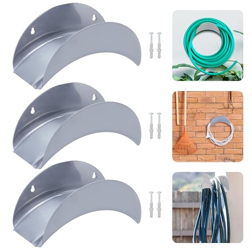 Schlauchhalter Wand,3 Stück Gartenschlauchhalter,Gartenschlauch Halterung 28 x 13 x 13 cm,Schlauch Aufhänger aus Metall,mit 6 Schrauben und 6 Dehnbolzen,für Schlauchaufhängung von MEISHANG