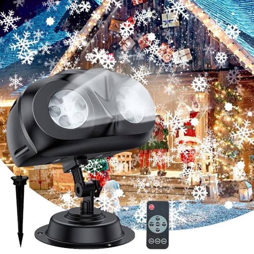 Schneeflocken Projektor,Projektionslampe Weihnachten,Weihnachtslicht Schneeflocke Projektor mit Fernsteuerung,Projektor Weihnachten Aussen,Wasserdichte Weihnachts LED Schneeflocken Projektor Lichter von MEISHANG