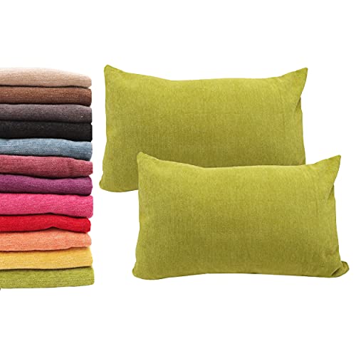 Meishida 2er Set Kissenbezüge 40x60 cm Weicher Chenille-Stoff Kissenbezug mit Verstecktem Reißverschluss Dekorative Kissenbezüge für Sofa und Bett (Grün, 40 x 60 cm) von MEISHIDA