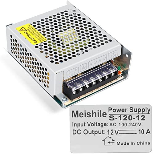 MEISHILE 12V 10A 120W DC Netzteil AC-DC 12Volt Transformator Industriell Adapter Trafo 0-8A 6A 5A LED Lichtleiste Lampe DVR CCTV Kamera Zähler Elektrisch Motor Videoüberwachung 220v 230v von MEISHILE