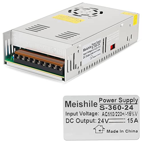 Trafo DC 24V 15A 360W Schalternetzteil 230V AC auf DC Netzteil 24Volt Transformator Industriell Adapter 12/10/7/6/5A LED Lichtleiste Lampe Motor Pumpe 3D Drucker Amplifier Modell PSU SMPS 110V/220V von MEISHILE