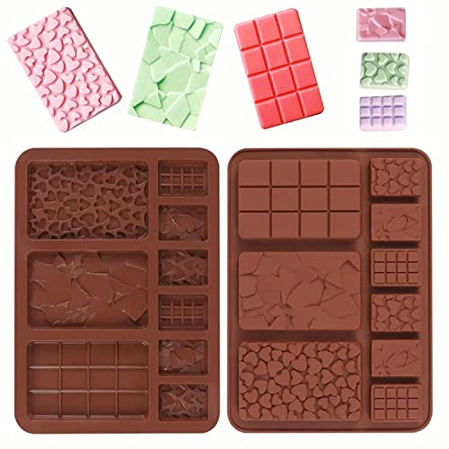 MEISO 2 Stück Silikon Schokoladenform, Süßigkeitenformen Silikonformen Schokoladenform Silikon-Backform Non-stick Mini Chocolate Bar Mold für DIY Schokolade Praline Süßigkeiten von MEISO