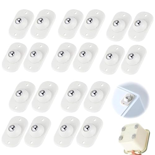 MEISO 20 Stück Selbstklebende Lenkrollen, 360 Grad drehbare Mini-Rollen, Kugelrollen für Möbel aus Kunststoff, für Aufbewahrungsboxen, kleine Möbel, Mülleimer MEISO 20 Stück Selbstklebende Lenkrollen, 360 Grad drehbare Mini-Rollen, Kugelrollen für Möbel aus Kunststoff, für Aufbewahrungsboxen, kleine Möbel, Mülleimer von MEISO