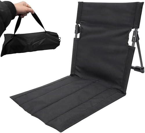 MEISO Strandmatte mit Rückenlehne, Klappbar Strandstuhl, Tragbare Strandliege Faltbarer, Campingstuhl Liegestuhl für Picknick, Garten, Wandern (Schwarz) von MEISO