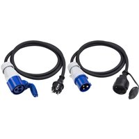 Meister CEE-Adapterleitung-Set 2-teilig - 1,5 m Kabel - CEE-Stecker & -Kupplung - Robuste Gummileitungen H07RN-F3G 2,5 mm² - 16 A / 230 V - IP44 von MEISTER