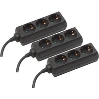 Meister Steckdosenleiste 3-fach - 3 Stück - 3 m Kabel - schwarz - Kunststoffleitung - IP20 Innenbereich / Steckerleiste / Mehrfachsteckdose / Meister Steckdosenleiste 3-fach - 3 Stück - 3 m Kabel - schwarz - Kunststoffleitung - IP20 Innenbereich / Steckerleiste / Mehrfachsteckdose / von MEISTER