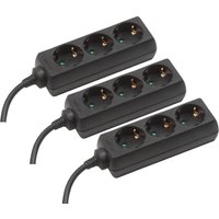 Meister Steckdosenleiste 3-fach - 3er Set - 1,4 m Kabel - schwarz - Kunststoffleitung - IP20 Innenbereich / Steckerleiste / Mehrfachsteckdose / von MEISTER