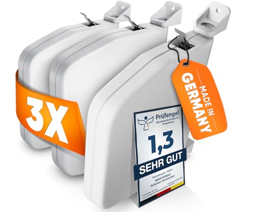 MEISTERBAU - Rolladen Gurtwickler Aufputz [Made in Germany] - 3 Stück aufklappbare Rollladen Aufwickler für Rolladengurt 14mm [ohne Gurt] - 180° schwenkbar mit Lochabstand 155mm + Aufbauvideo - Weiß von MEISTERBAU