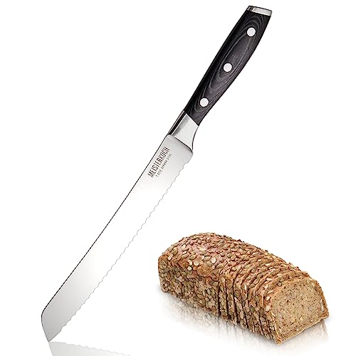 MEISTERKOCH Brotmesser Messer Küchenmesser | 20 cm Klinge aus rostfreiem deutschen Edelstahl | ergonomischer Micarta-Griff mit Fingerschutz, 3-fach vernietet von MEISTERKOCH KOCHEN WIE DIE PROFIS