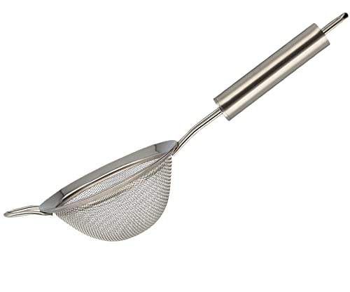 MEISTERKOCH Küchensieb 12 cm aus Edelstahl in silberfarben, feinmaschig, spülmaschinengeeignet, praktische Aufhänge-Öse, Gegengriff zum Einhängen, Seiher/Abtropfsieb von MEISTERKOCH KOCHEN WIE DIE PROFIS