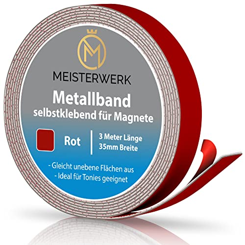 MEISTERWERK Metallband selbstklebend u.a. für Tonies, Magnete & Tonie Tribüne | Metallband mit starkem Schaumstoffkleber | Magnetband selbstklebend | Magnetband | Magnetleiste selbstklebend (3m) von MEISTERWERK