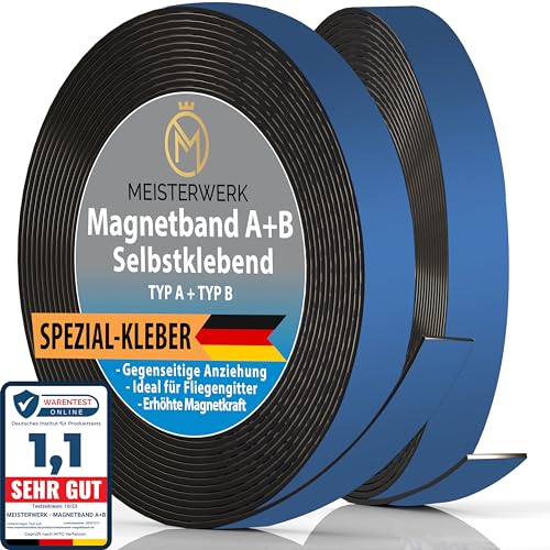 Meisterwerk A B Magnetband für Fliegengitter & Moskitonetze | Magnetband selbstklebend mit stärkstem Spezial Kleber für beste Klebekraft - Verbesserte gegenseitige Anziehung durch Anisotropic Material von MEISTERWERK