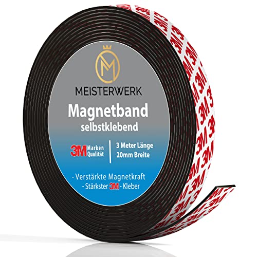 Meisterwerk Magnetband selbstklebend | Starke Klebekraft durch originalen 3M-Kleber | Magnetband mit idealer Magnetkraft durch Anisotropic Material | Elastische Magnetstreifen von MEISTERWERK