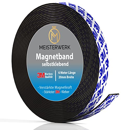 Meisterwerk Magnetband selbstklebend I Bester Halt durch stärksten 3M-Kleber I Magnetband mit idealer Magnetkraft durch Anisotropic Material I Elastische Magnetstreifen erleichtern zuschneiden Meisterwerk Magnetband selbstklebend I Bester Halt durch stärksten 3M-Kleber I Magnetband mit idealer Magnetkraft durch Anisotropic Material I Elastische Magnetstreifen erleichtern zuschneiden von MEISTERWERK