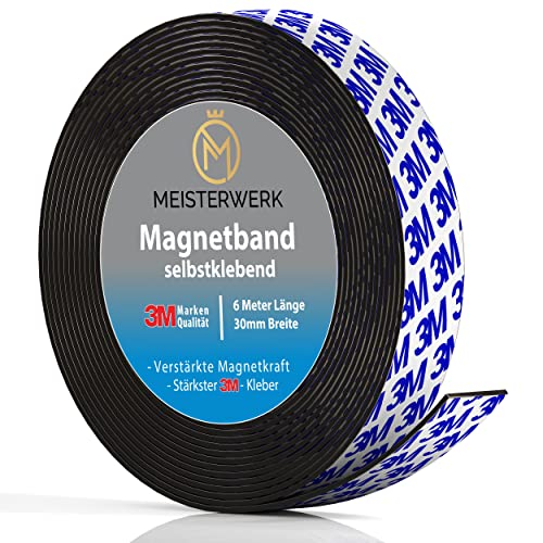Meisterwerk Magnetband selbstklebend I Bester Halt durch stärksten 3M-Kleber I Magnetband mit idealer Magnetkraft durch Anisotropic Material I Elastische Magnetstreifen erleichtern zuschneiden Meisterwerk Magnetband selbstklebend I Bester Halt durch stärksten 3M-Kleber I Magnetband mit idealer Magnetkraft durch Anisotropic Material I Elastische Magnetstreifen erleichtern zuschneiden von MEISTERWERK