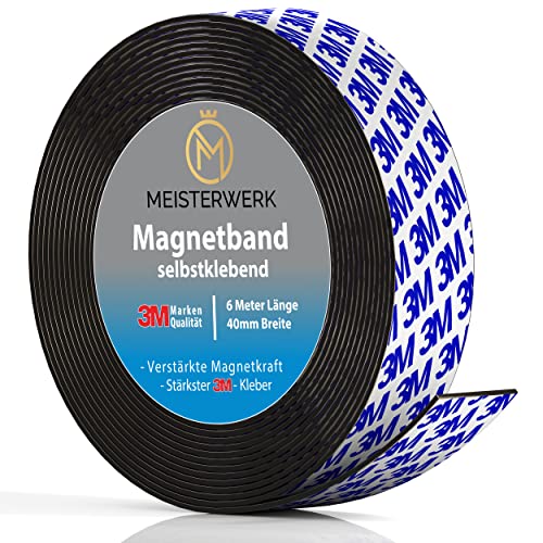 Meisterwerk Magnetband selbstklebend I Bester Halt durch stärksten 3M-Kleber I Magnetband mit idealer Magnetkraft durch Anisotropic Material I Elastische Magnetstreifen erleichtern zuschneiden Meisterwerk Magnetband selbstklebend I Bester Halt durch stärksten 3M-Kleber I Magnetband mit idealer Magnetkraft durch Anisotropic Material I Elastische Magnetstreifen erleichtern zuschneiden von MEISTERWERK