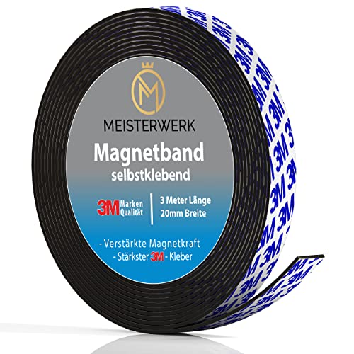 Meisterwerk Magnetband selbstklebend I Bester Halt durch stärksten 3M-Kleber I Magnetband mit idealer Magnetkraft durch Anisotropic Material I Elastische Magnetstreifen erleichtern zuschneiden Meisterwerk Magnetband selbstklebend I Bester Halt durch stärksten 3M-Kleber I Magnetband mit idealer Magnetkraft durch Anisotropic Material I Elastische Magnetstreifen erleichtern zuschneiden von MEISTERWERK