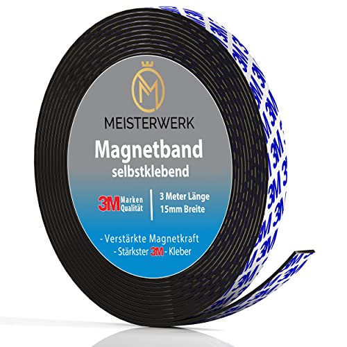 Meisterwerk Magnetband selbstklebend I Bester Halt durch stärksten 3M-Kleber I Magnetband mit idealer Magnetkraft durch Anisotropic Material I Elastische Magnetstreifen erleichtern zuschneiden Meisterwerk Magnetband selbstklebend I Bester Halt durch stärksten 3M-Kleber I Magnetband mit idealer Magnetkraft durch Anisotropic Material I Elastische Magnetstreifen erleichtern zuschneiden von MEISTERWERK