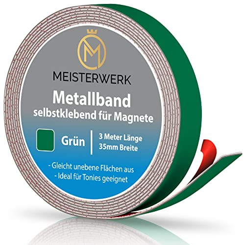 MEISTERWERK Metallband selbstklebend u.a. für Tonies, Magnete & Tonie Tribüne | Metallband mit starkem Schaumstoffkleber | Magnetband selbstklebend | Magnetband | Magnetleiste selbstklebend von MEISTERWERK