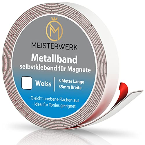 MEISTERWERK Metallband selbstklebend u.a. für Tonies, Magnete & Tonie Tribüne | Metallband mit starkem Schaumstoffkleber | Magnetband selbstklebend | Magnetband | Magnetleiste selbstklebend von MEISTERWERK