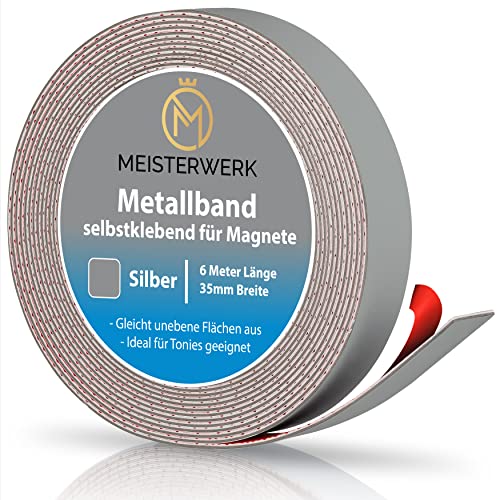 MEISTERWERK Metallband selbstklebend u.a. für Tonies, Magnete & Tonie Tribüne | Metallband mit starkem Schaumstoffkleber | Magnetband selbstklebend | Magnetband | Magnetleiste selbstklebend von MEISTERWERK