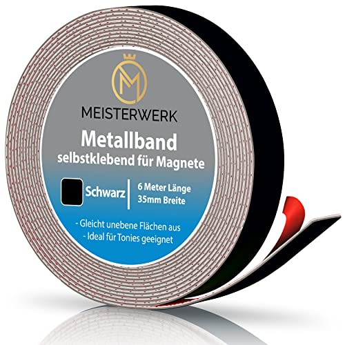 MEISTERWERK Metallband selbstklebend u.a. für Tonies, Magnete & Tonie Tribüne | Metallband mit starkem Schaumstoffkleber | Magnetband selbstklebend | Magnetband | Magnetleiste selbstklebend von MEISTERWERK