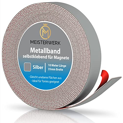 MEISTERWERK Metallband Selbstklebend für Tonies, Magnete & Tonie Tribüne | Magnetband Mit Starkem Schaumstoffkleber | Magnetleiste MEISTERWERK Metallband Selbstklebend für Tonies, Magnete & Tonie Tribüne | Magnetband Mit Starkem Schaumstoffkleber | Magnetleiste von MEISTERWERK