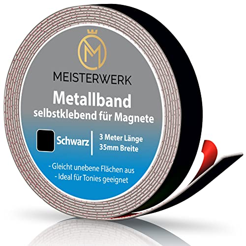 MEISTERWERK Metallband selbstklebend u.a. für Tonies, Magnete & Tonie Tribüne | Metallband mit starkem Schaumstoffkleber | Magnetband selbstklebend | Magnetband | Magnetleiste selbstklebend von MEISTERWERK