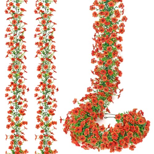 MEIVINES 2 Stück Künstliche Girlande 1.8 Meter Herbst Deko Blumengirlande Herbst Künstlich Seidenblumen Hängen Künstliche Herbstblumen Deko für Hochzeitsbogen Schlafzimmer Wand Garten Dekoration von MEIVINES